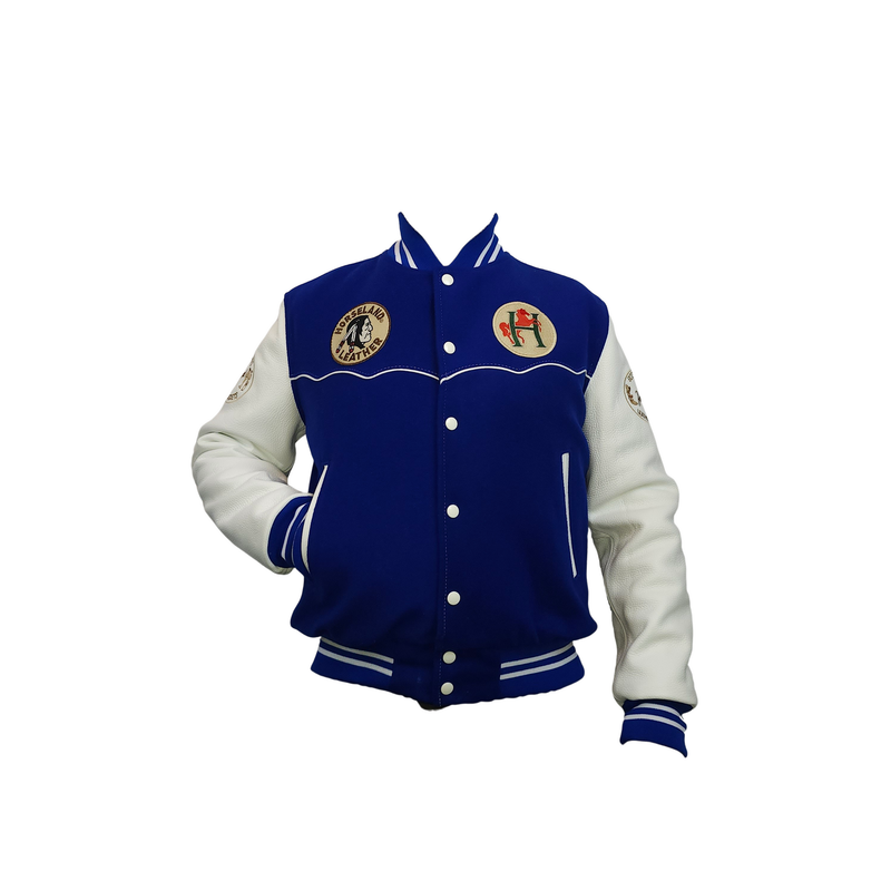 Blouson Teddy 2025 brodé devant/dos manche en cuir (cuir de vachette) doublure 100% polyester MADE IN FRANCE