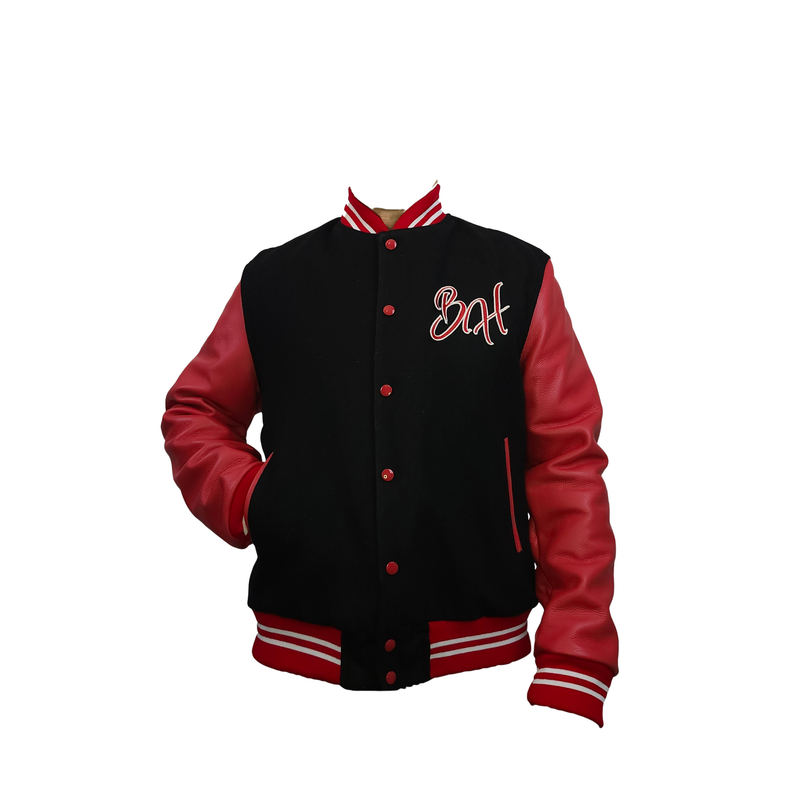 baracouda Blouson teddy Rouge/Noir manche en cuir (cuir de vachette) doublure 100% polyester MADE IN FRANCE