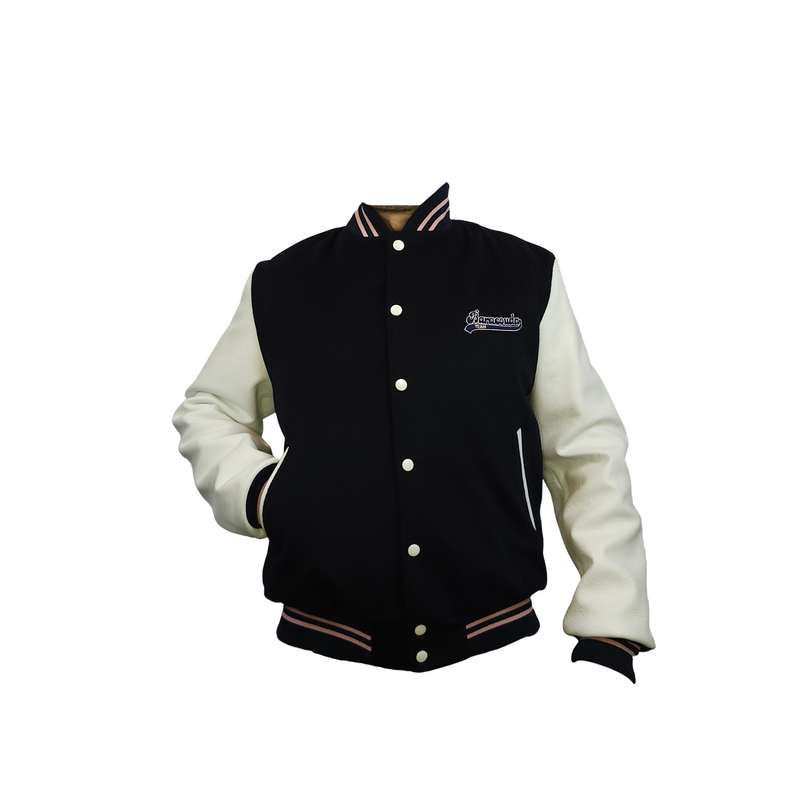 baracouda Blouson teddy Bleu marine/Blanc manche en cuir (cuir de vachette) doublure 100% polyester MADE IN FRANCE