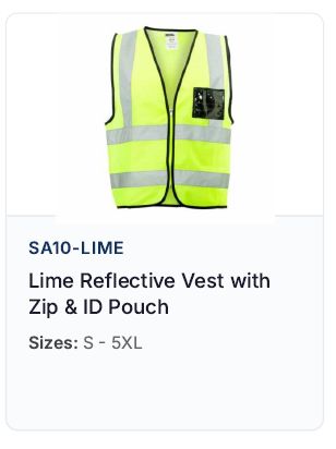 Lime Reflective Vest with Zip &amp; ID Pouch