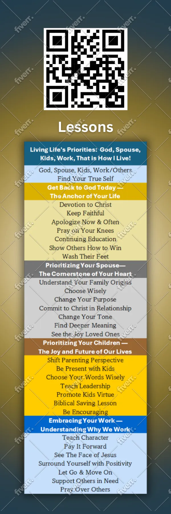 Bookmark: Living Life's Priorities (Set of 10)