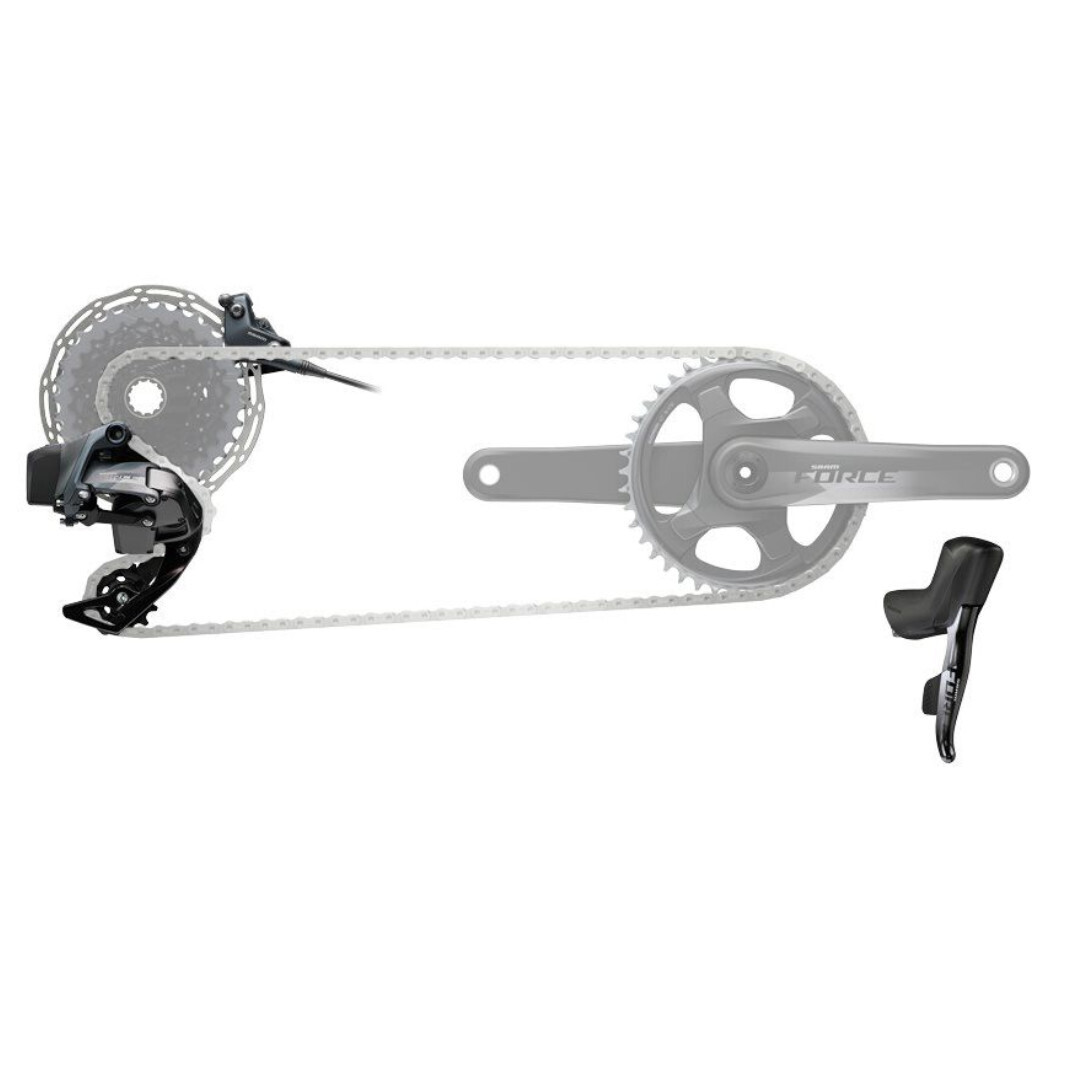 Force eTap AXS 1X D1 Electronic HRD FM Groupset (Shift/Hyd Disc Brake, 2Piece Cal., RearDer &amp; batt., 160Rotors CLX Ti CenterLocking, Charger/cord &amp; QuickStart Guide)