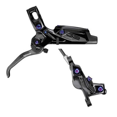 SRAM, G2 Ultimate A2, MTB Hydraulic Disc Brake, Rear, Post mount, Disc: Not included, Black w/ Rainbow Hardware