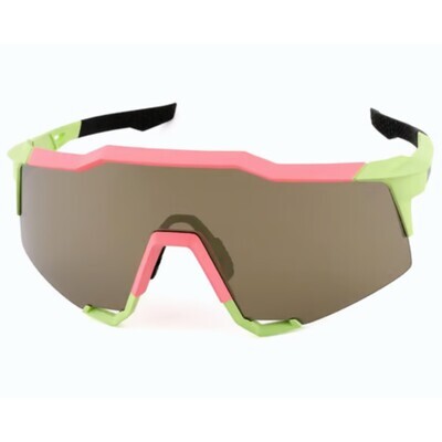 100% SpeedCraft Sunglasses, Matte Washed Out Neon Yellow frame - Flash Gold Mirror Lens