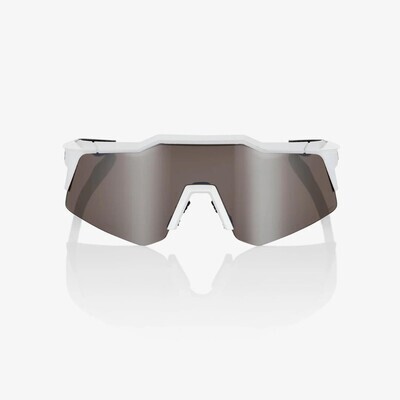 100% SpeedCraft XS Sunglasses, Matte White frame - HiPER Silver Mirror Lens