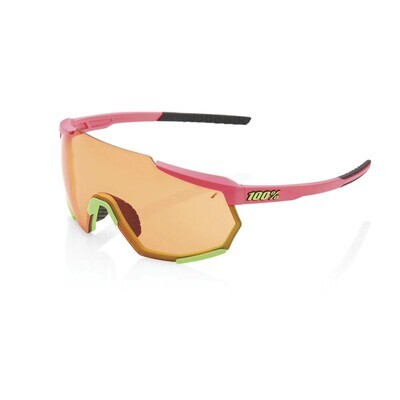 100% Racetrap Sunglasses, Matte Washed Out Neon Pink frame - Persimmon Lens
