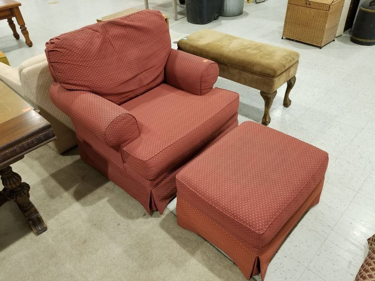 Red Broyhill Chair w/ Ottoman