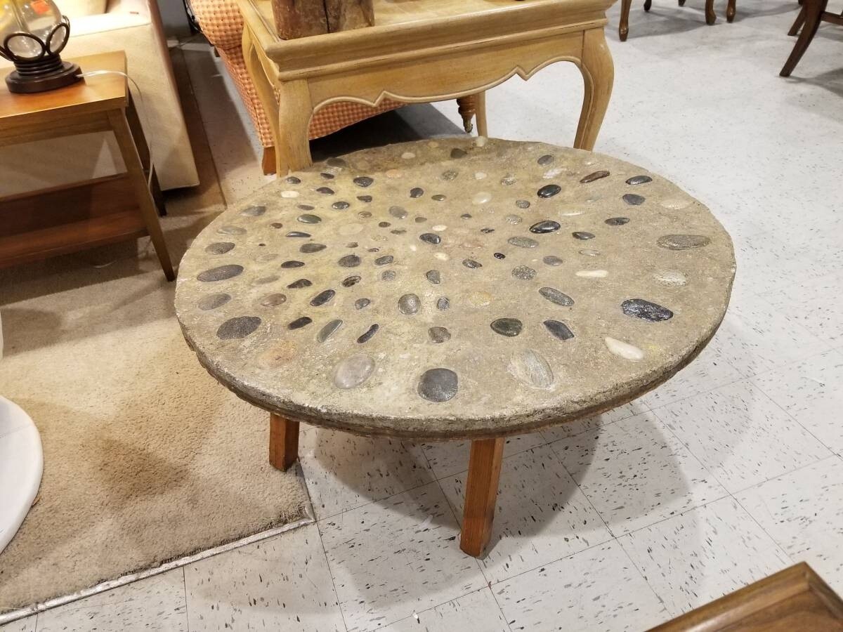 Rock &amp; Cement Round Table / Stand
