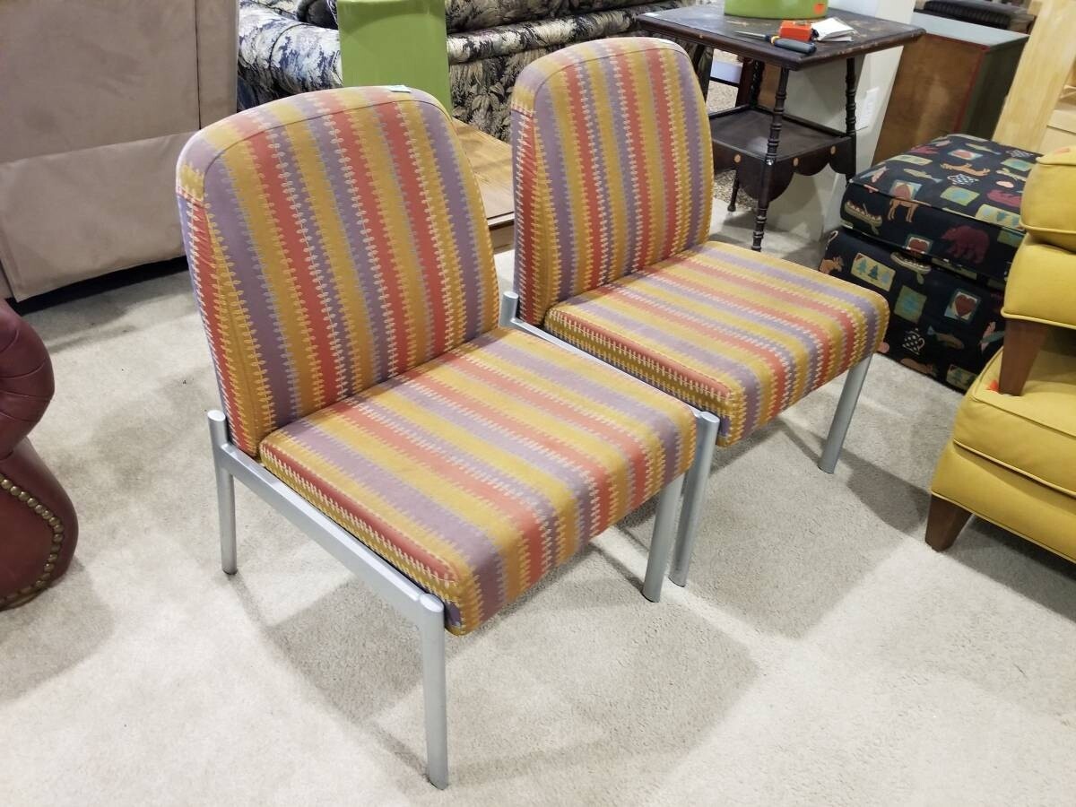 Pair of Striped Stance Healthcare Chairs