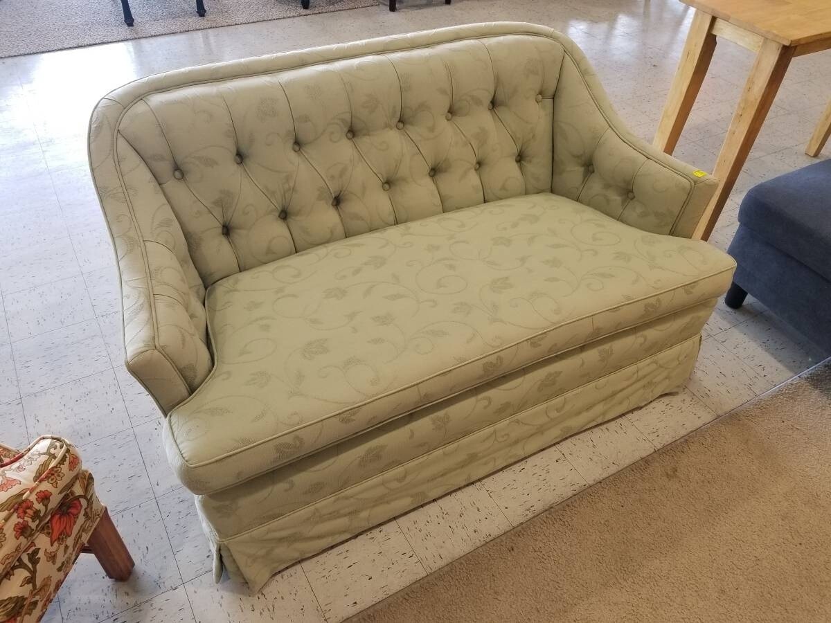 Mint Green Tufted Loveseat