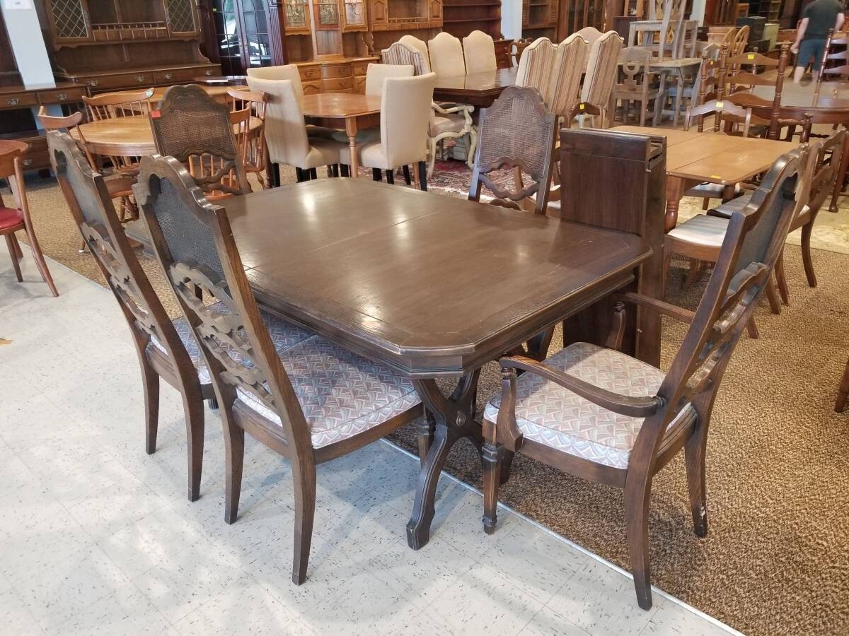 6pc Dining Table Set with Cane-back Chairs
