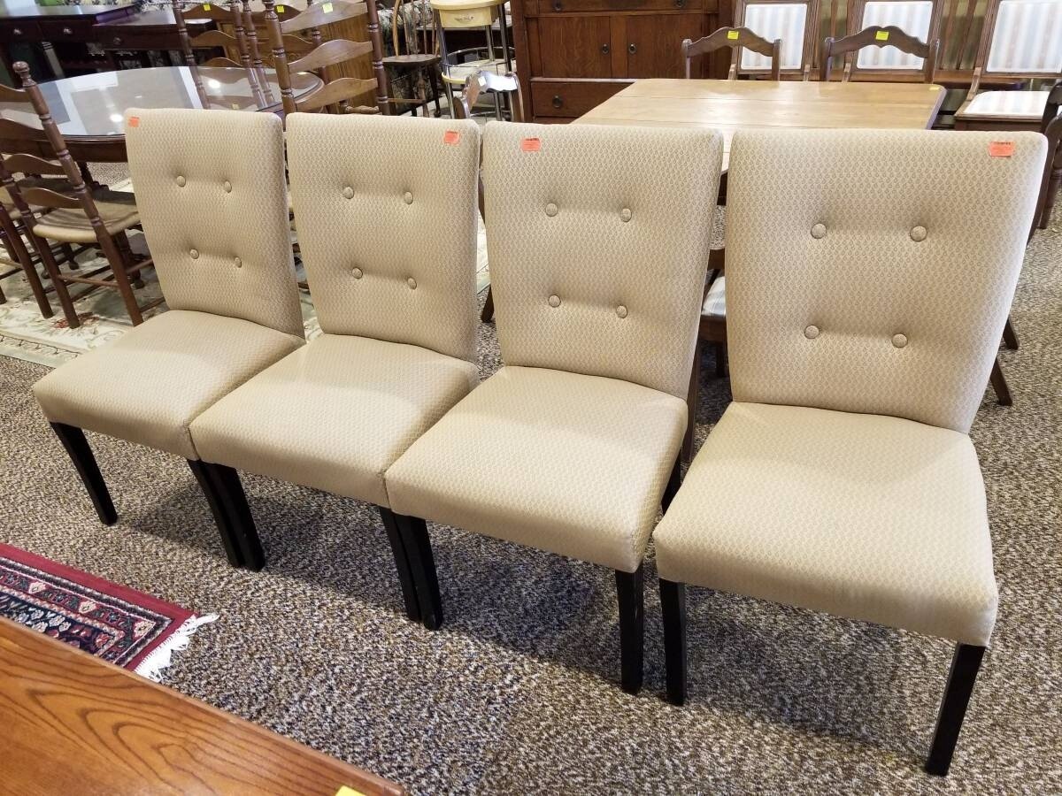 4 Pc. Cream Upholstered Dining Chairs