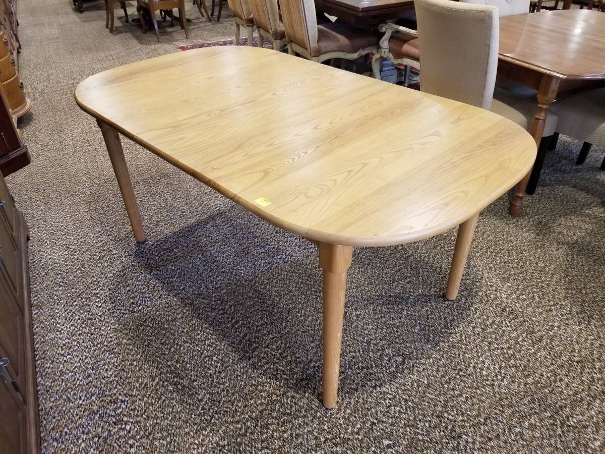 Light Oak Oval Dining Table with Leaf