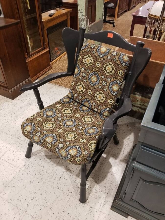 Black Wooden Chair with Cushions