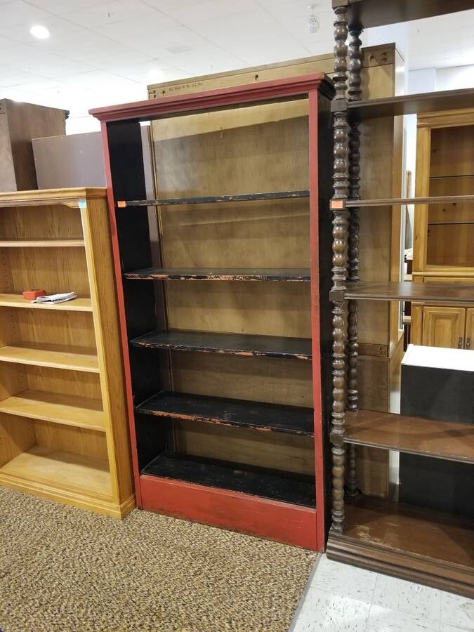 Red Black Painted Bookcase