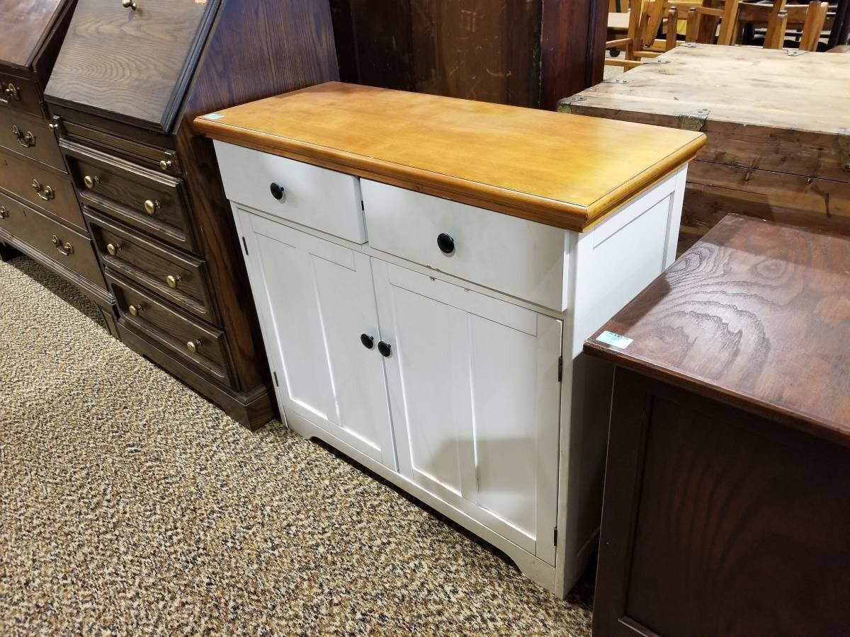 White Cabinet w/ Wood Top