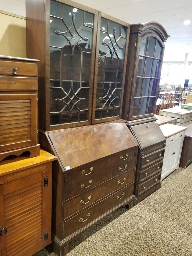 Vintage 2pc Secretary Hutch