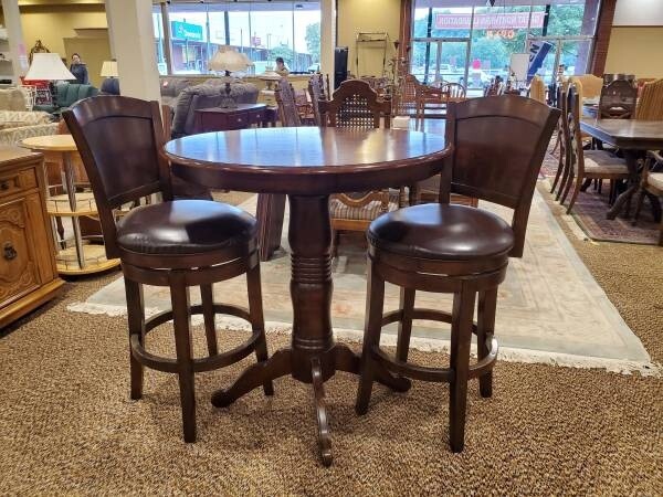 3pc High Top Pub Table Set With Swivel Stools