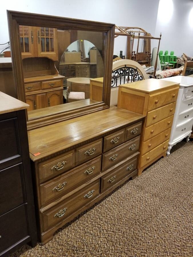 Wood 6-Drawer Dresser w/ Mirror