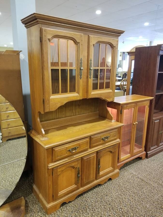 Lighted Glass Door Hutch