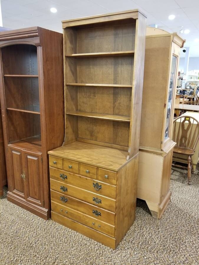 Ethan Allen Narrow 2 Pc Hutch