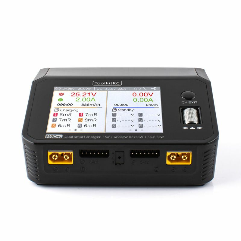 ToolkitRC M6DAC DC 350WX2 15A AC 700W 25A Dual Channel Smart Lader/Entlader 1-6S Lipo ToolkitRC M6DAC