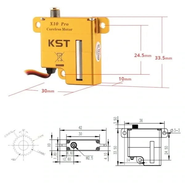 KST X10 Pro-A Digital Metal Gear Servo 11.5Kgf.cm 0.10sec für Wettbewerbssegelflugzeuge und Großsegler