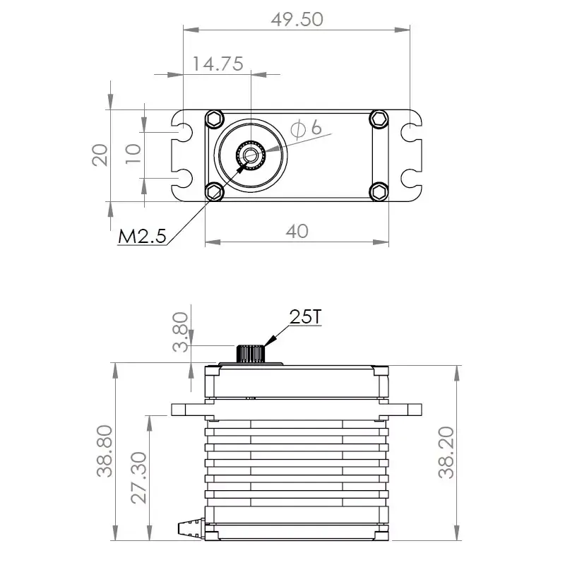 MKS-HBL550 Brushless, 20 mm, 38 kg/cm, 0.085 s/60°