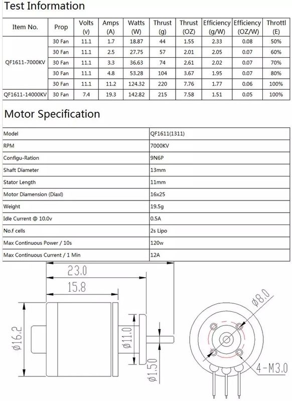 Impeller 30mm 6 Blatt 14000KV 2S inkl. Motor