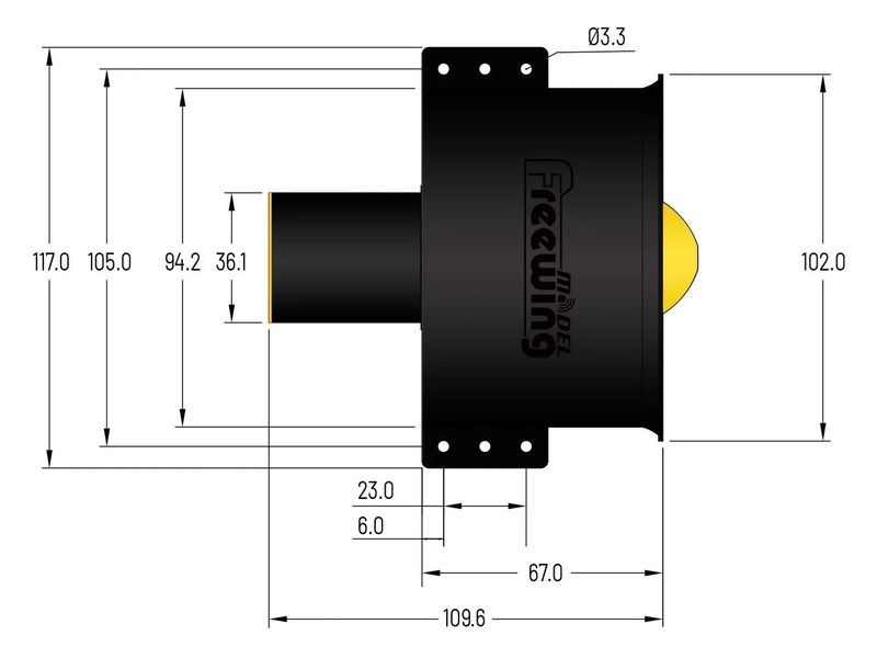 Impeller EDF 90mm, 12-Blatt mit Motor 3668-1960KV, 6S-Version, Freewing
