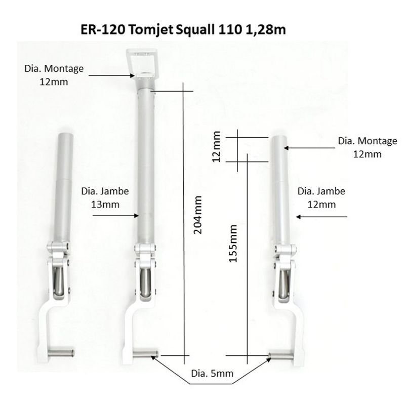 JP Hobby ER-120 12mm Scale Metal Oleo Struts (Tomjets Squall 110 1.28m)