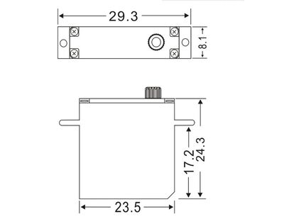 Flächenservo JX PDI-HV0903MG, Digital HV, Coreless, 8mm, 2.6kg/cm, 0.07sec/60°