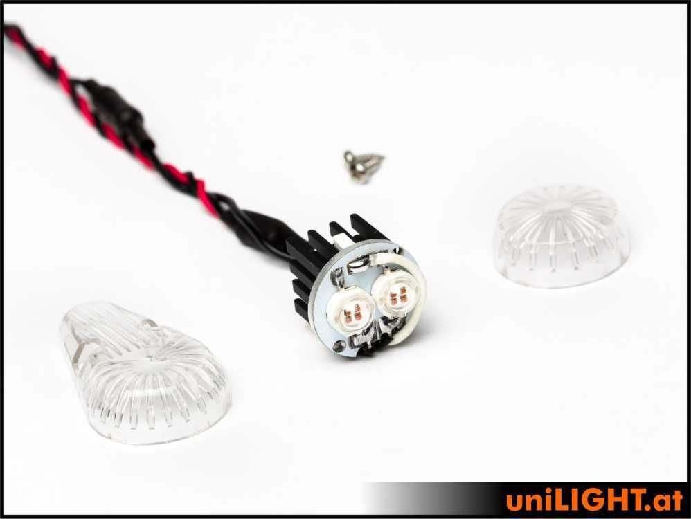 24mm ROUND Doppelblitzlicht, 2x8Wx2, T-Fuse, Weiss