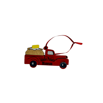 Orn- Wood Baked potato Red Truck Orn- Wood Baked potato Red Truck