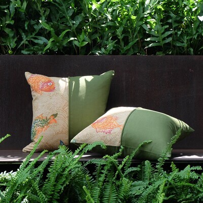 Koi Garden Pillow Set, Half-Front, 45.5 x 45.5cm, Set of 2 Pillows
