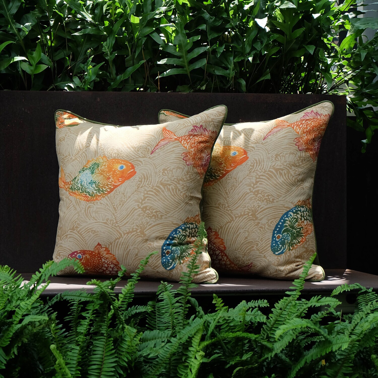 Koi Garden Pillow, Full-Front, 50.5 x 50.5cm