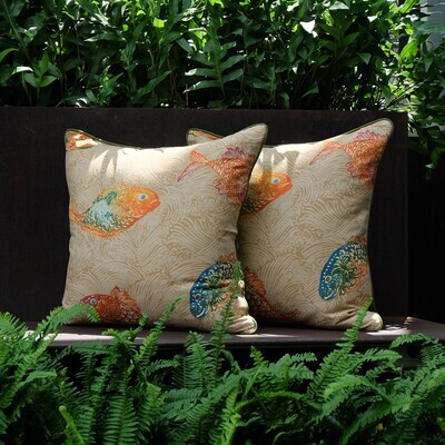 Koi Garden Pillow, Full-Front, 50.5 x 50.5cm