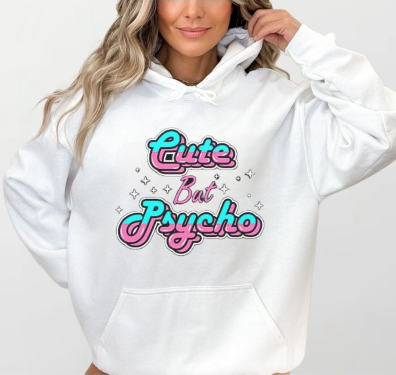 Cute but psycho_Women&#39;s Elite Hoodie white