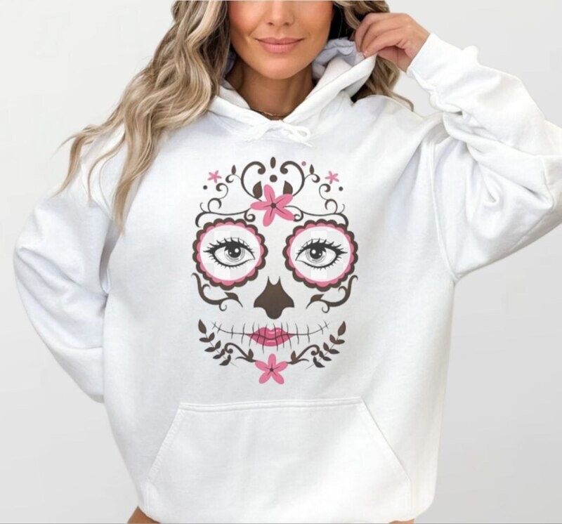 Sugar skull_Women&#39;s Elite Hoodie white