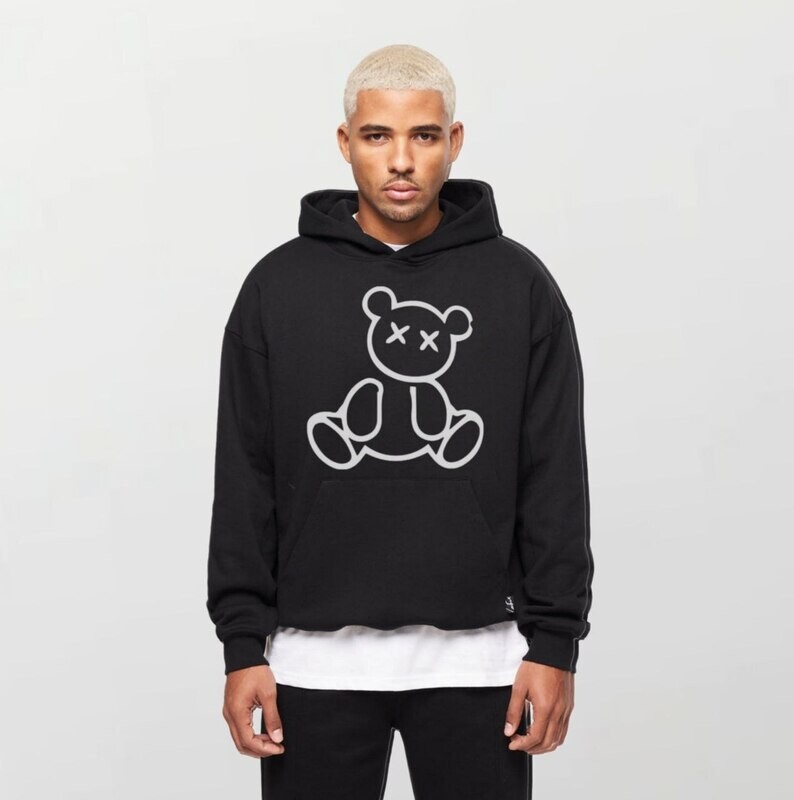 Teddy white_Elite Hoodie black