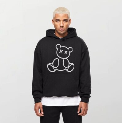 Teddy white_Elite Hoodie black