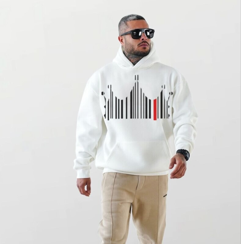 King barcode red_Elite Hoodie white