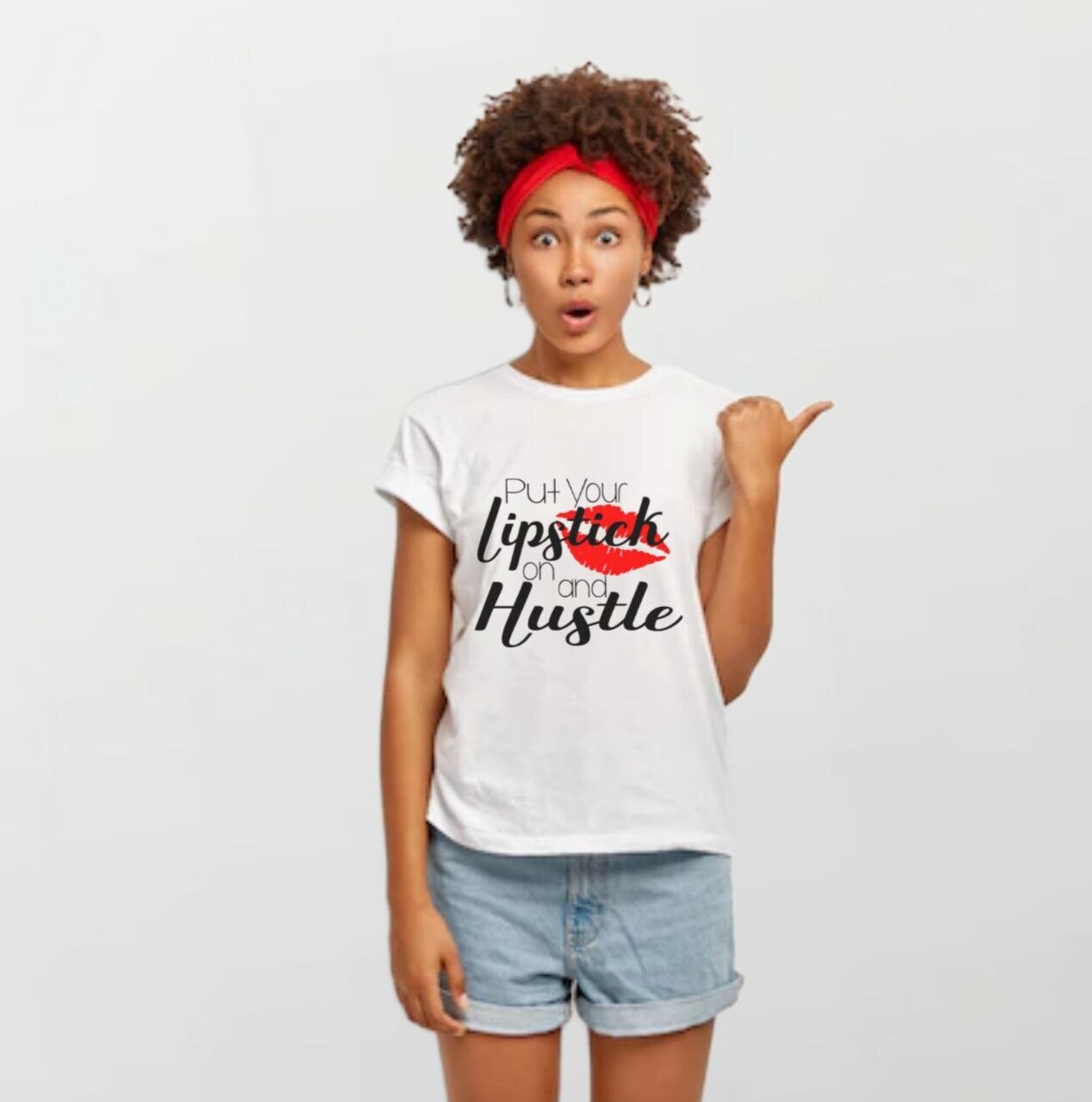 Lipstick hustle_Women&#39;s Elite Tee white