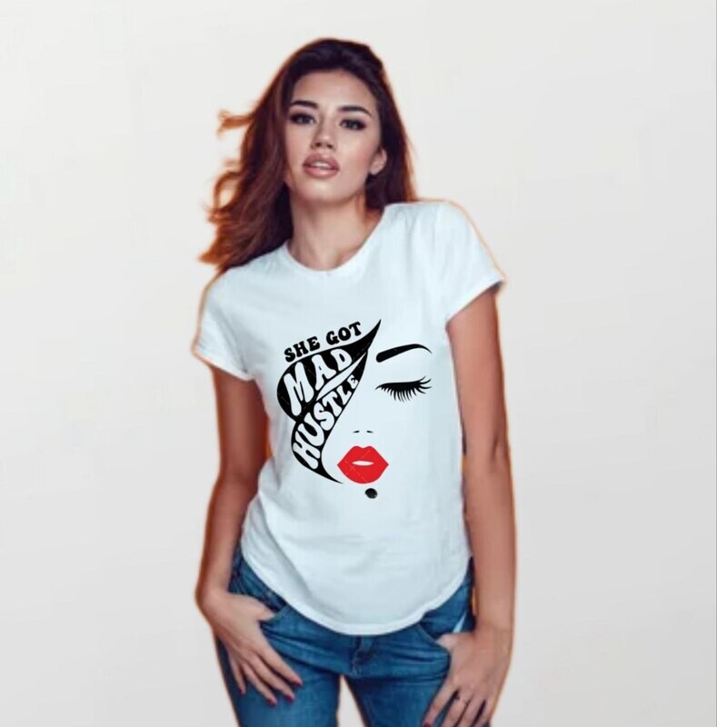 Mad hustle_Women&#39;s Elite Tee white