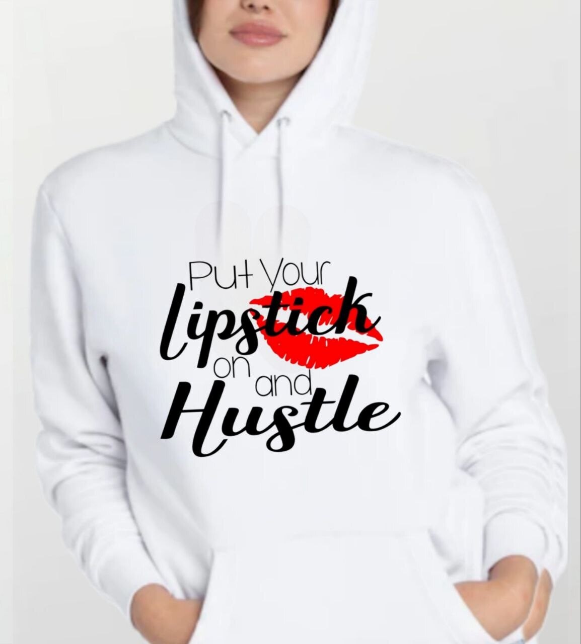 Lipstick hustle_Women&#39;s Elite Hoodie white