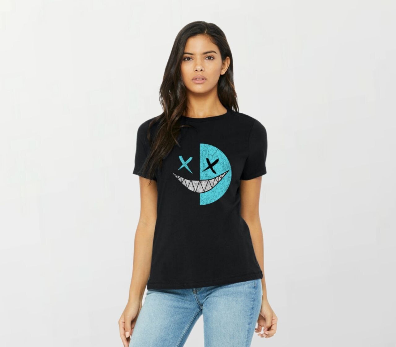 Wockee smile2 blue_Women&#39;s Elite Tee black
