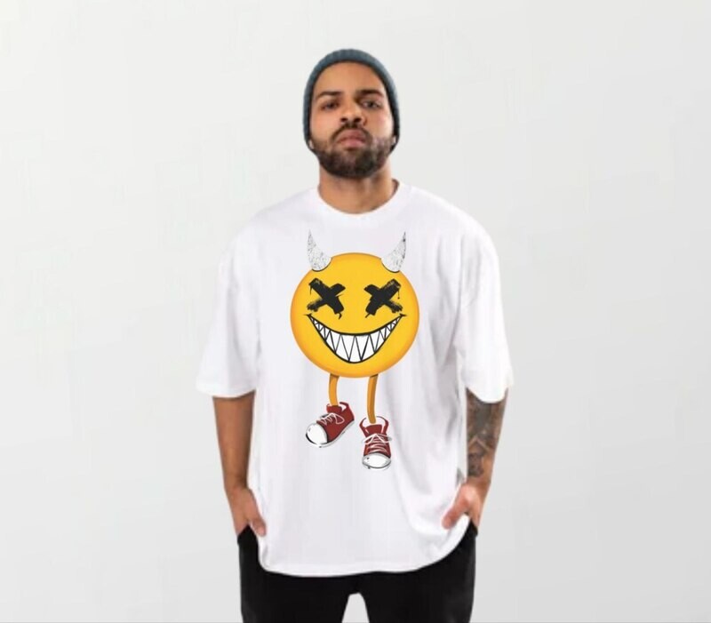 Smiley horns_Elite Tee white