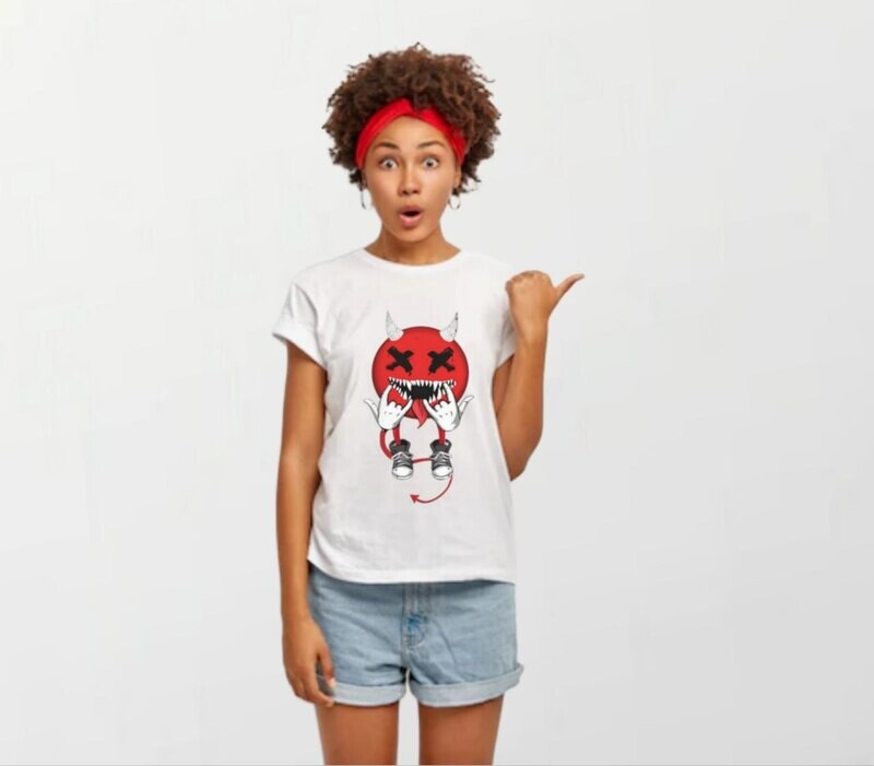 Smiley devil red_Women&#39;s Elite Tee white