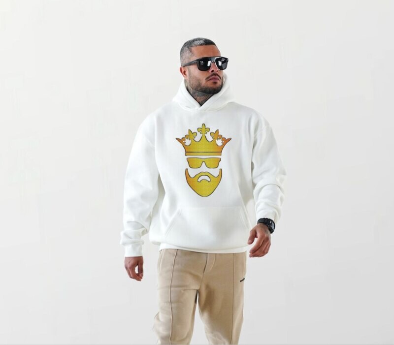 Bearded king_Elite Hoodie white