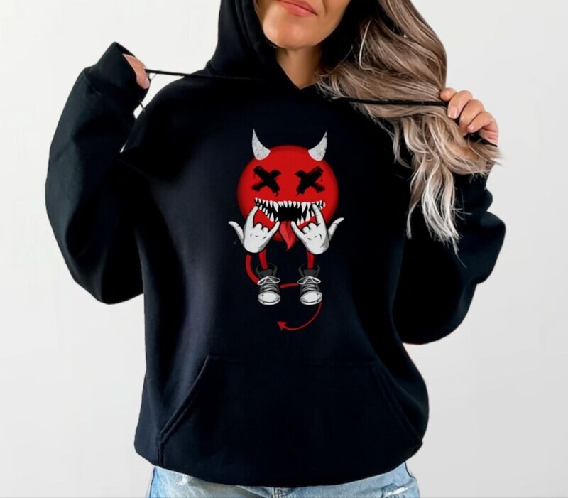 Smiley devil red_Women&#39;s Elite Hoodie black